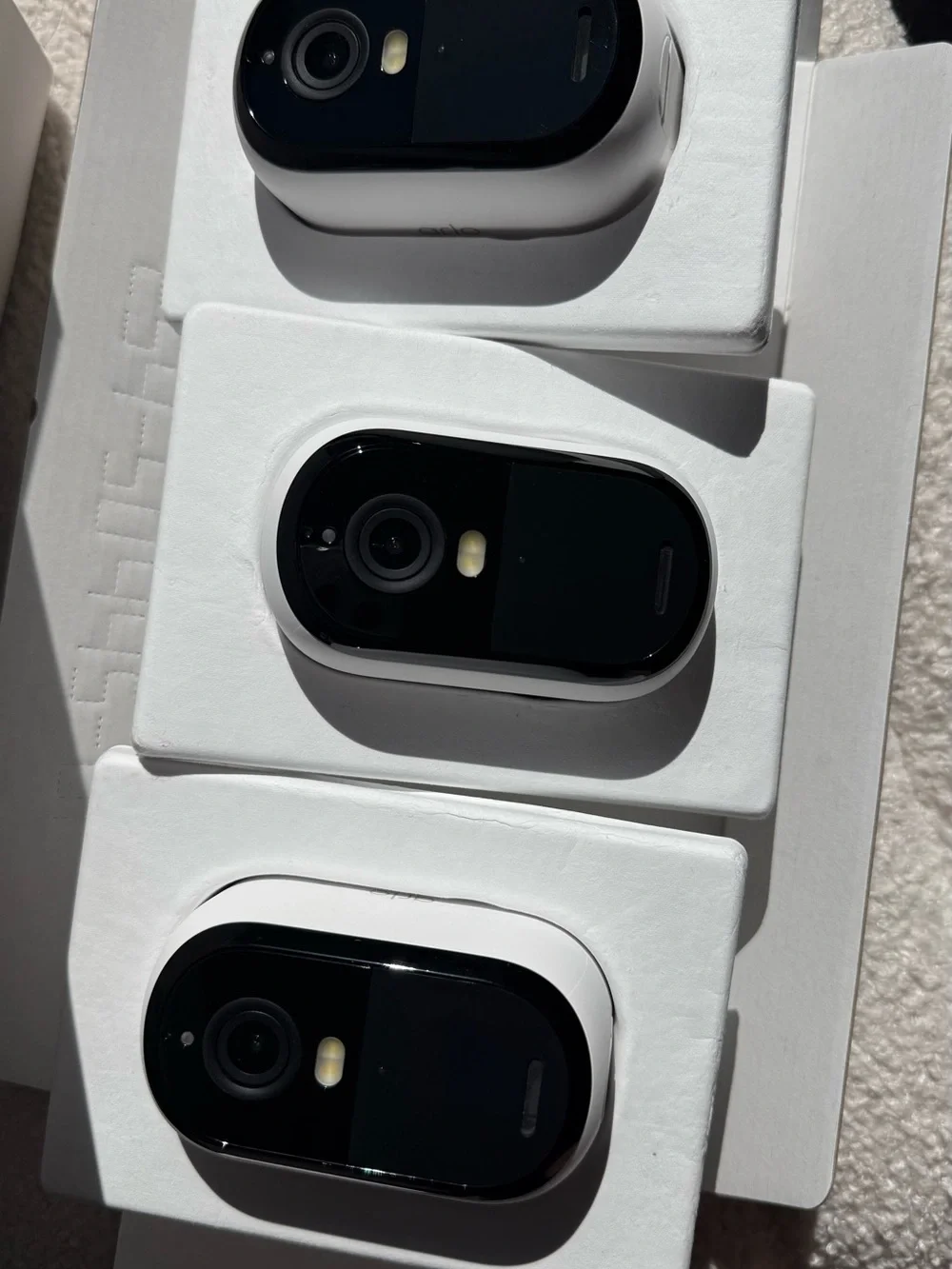 Arlo White Smart Security Video Doorbell and Cameras - 3 Pack